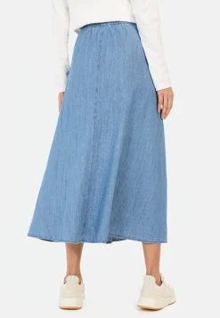 Damen Camel Active Röcke^Langer Denim-Rock mit elastischem Bund