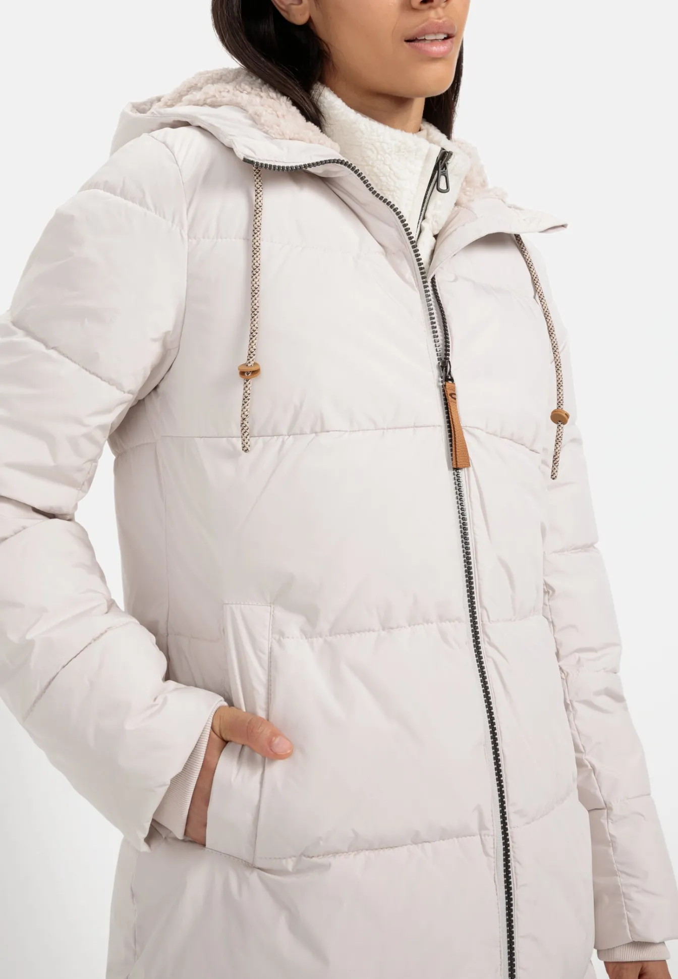 Damen Camel Active Jacken & Westen^Langer Puffermantel mit gefütterter Kapuze