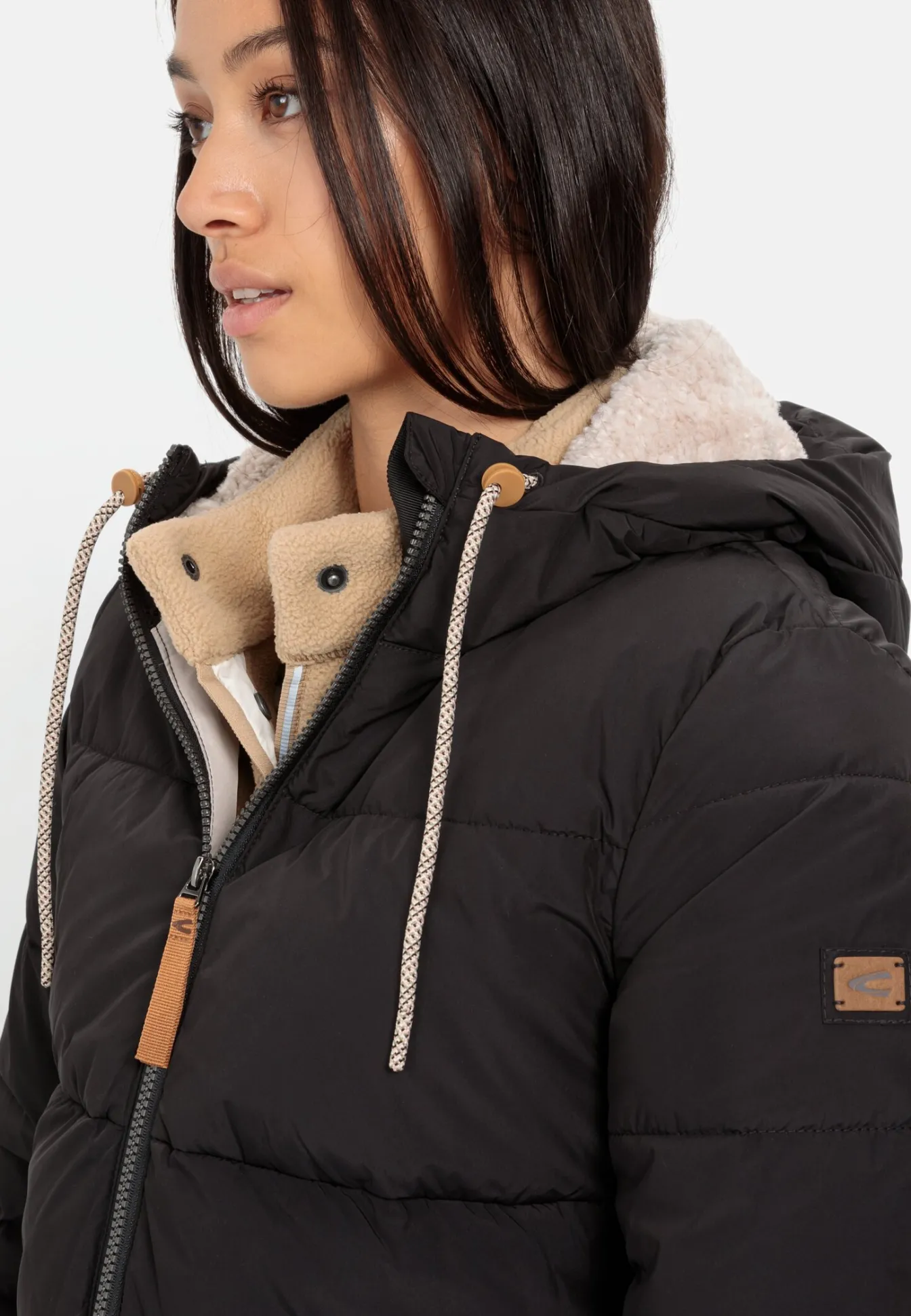 Damen Camel Active Jacken & Westen^Langer Puffermantel mit gefütterter Kapuze