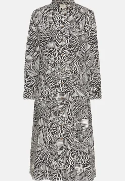 Damen Camel Active Kleider^Langes Hemdblusenkleid mit Allover-Print