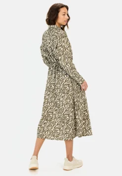Damen Camel Active Kleider^Langes Hemdblusenkleid mit Allover-Print