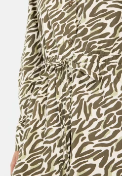 Damen Camel Active Kleider^Langes Hemdblusenkleid mit Allover-Print