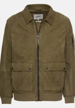 Herren Camel Active Jacken & Westen^Leder Blouson mit Hemdkragen