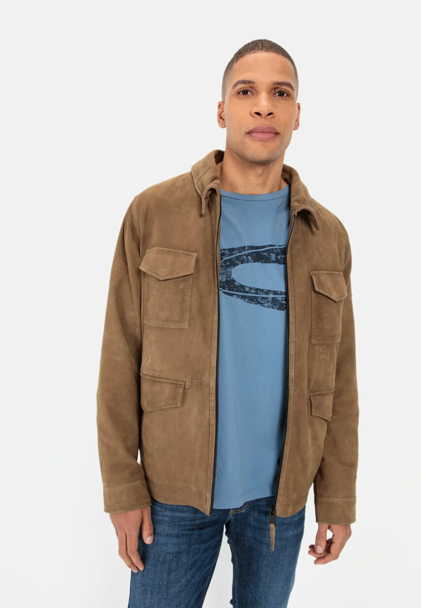 Herren Camel Active Jacken & Westen^Leder Blouson mit Liegekragen