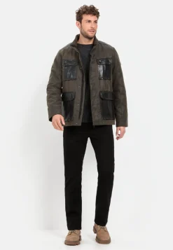 Herren Camel Active Jacken & Westen^Leder Blouson mit Materialkontrast