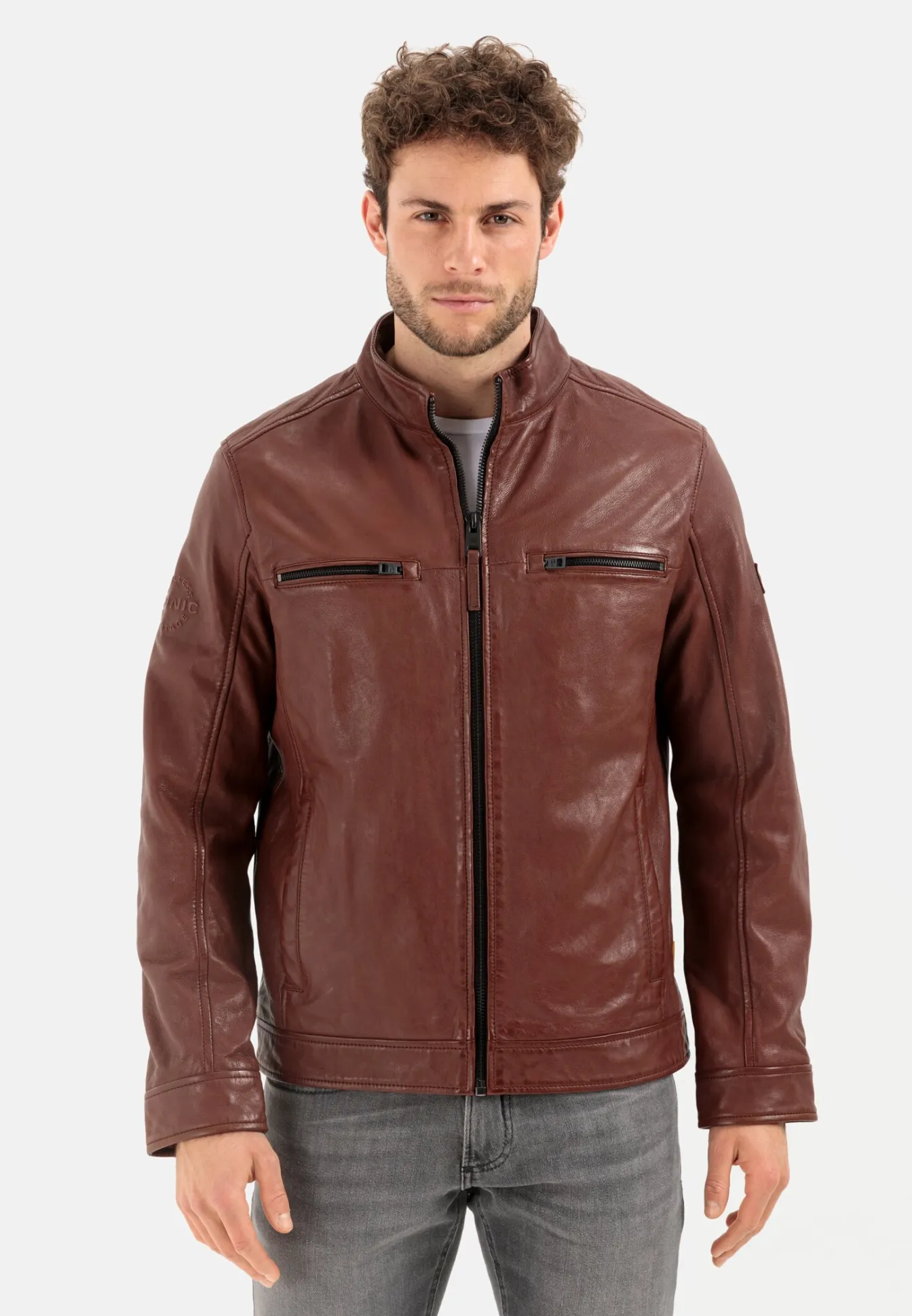 Herren Camel Active Jacken & Westen^Leder Blouson mit Stehkragen