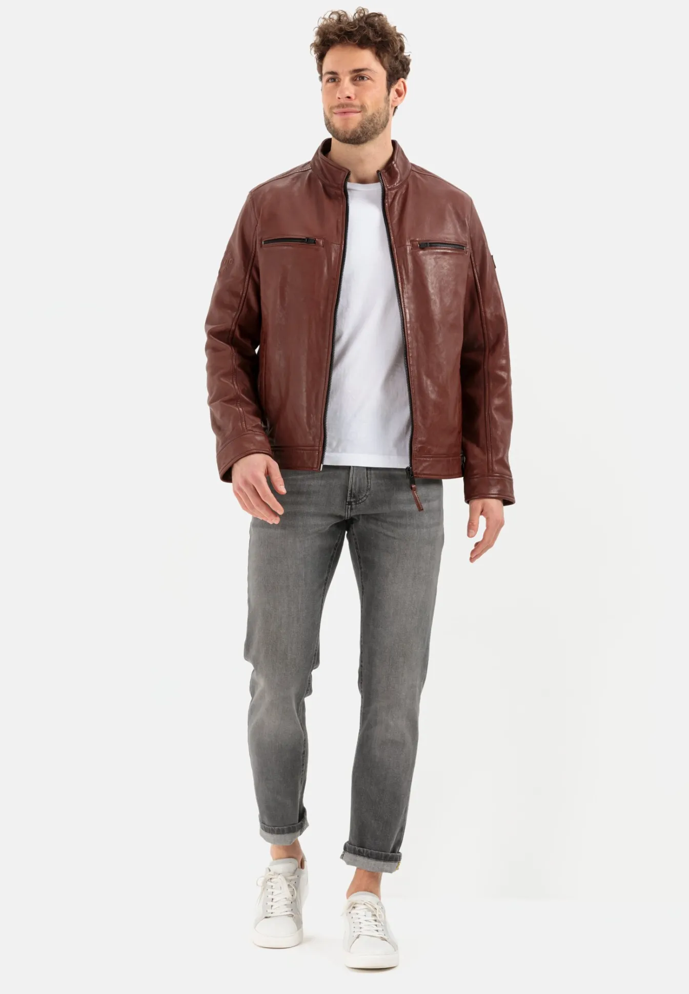 Herren Camel Active Jacken & Westen^Leder Blouson mit Stehkragen