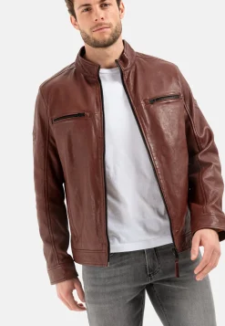 Herren Camel Active Jacken & Westen^Leder Blouson mit Stehkragen