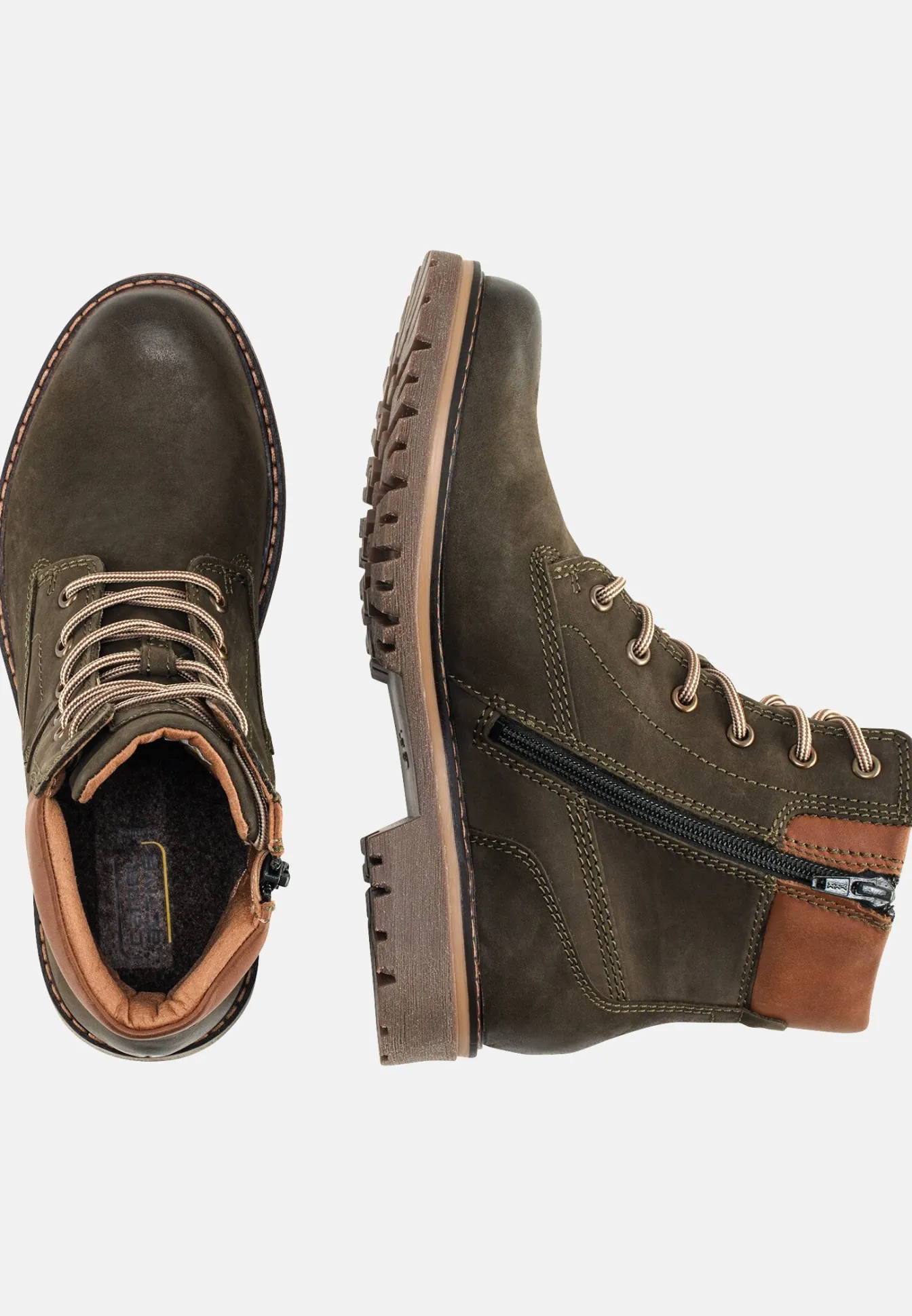 Damen Camel Active Stiefel & Boots^Leder Schnürstiefel mit warmem Wollfutter