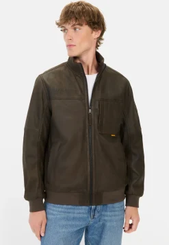 Herren Camel Active Jacken & Westen^Lederjacke mit Bomberkragen