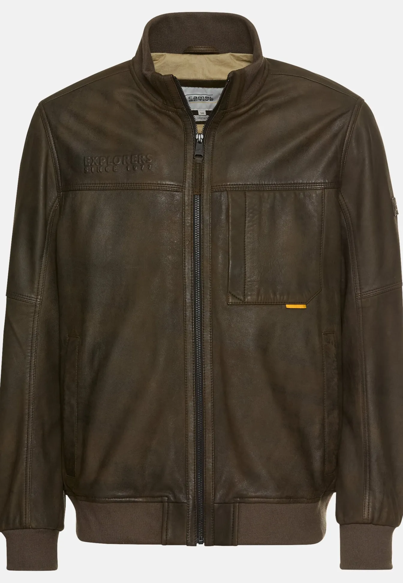 Herren Camel Active Jacken & Westen^Lederjacke mit Bomberkragen