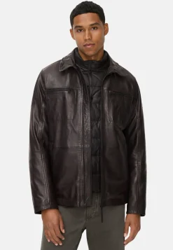 Herren Camel Active Jacken & Westen^Lederjacke mit Steppfutter