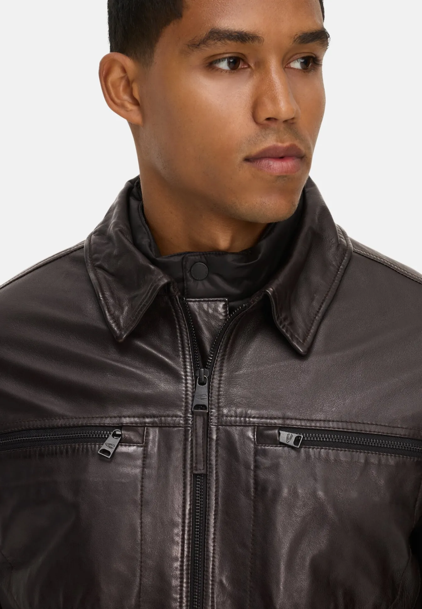Herren Camel Active Jacken & Westen^Lederjacke mit Steppfutter