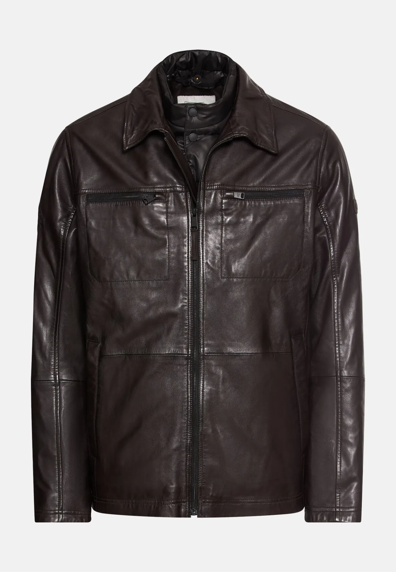 Herren Camel Active Jacken & Westen^Lederjacke mit Steppfutter