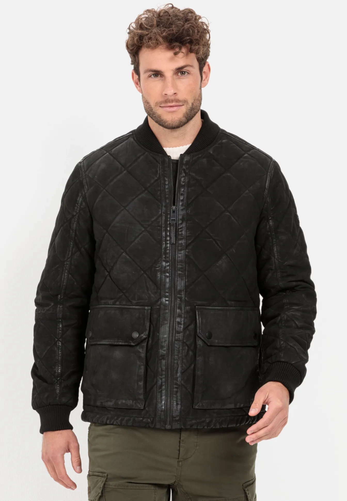 Herren Camel Active Jacken & Westen^Leder-Steppjacke mit Strickkragen