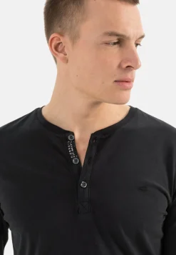 Herren Camel Active T-Shirts & Polos^Leichtes Langarmshirt mit Henley Kragen aus Organic Cotton