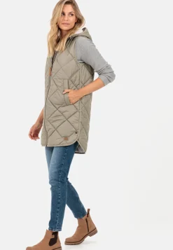 Damen Camel Active Jacken & Westen^Longweste mit Kapuze aus recyceltem Polyester
