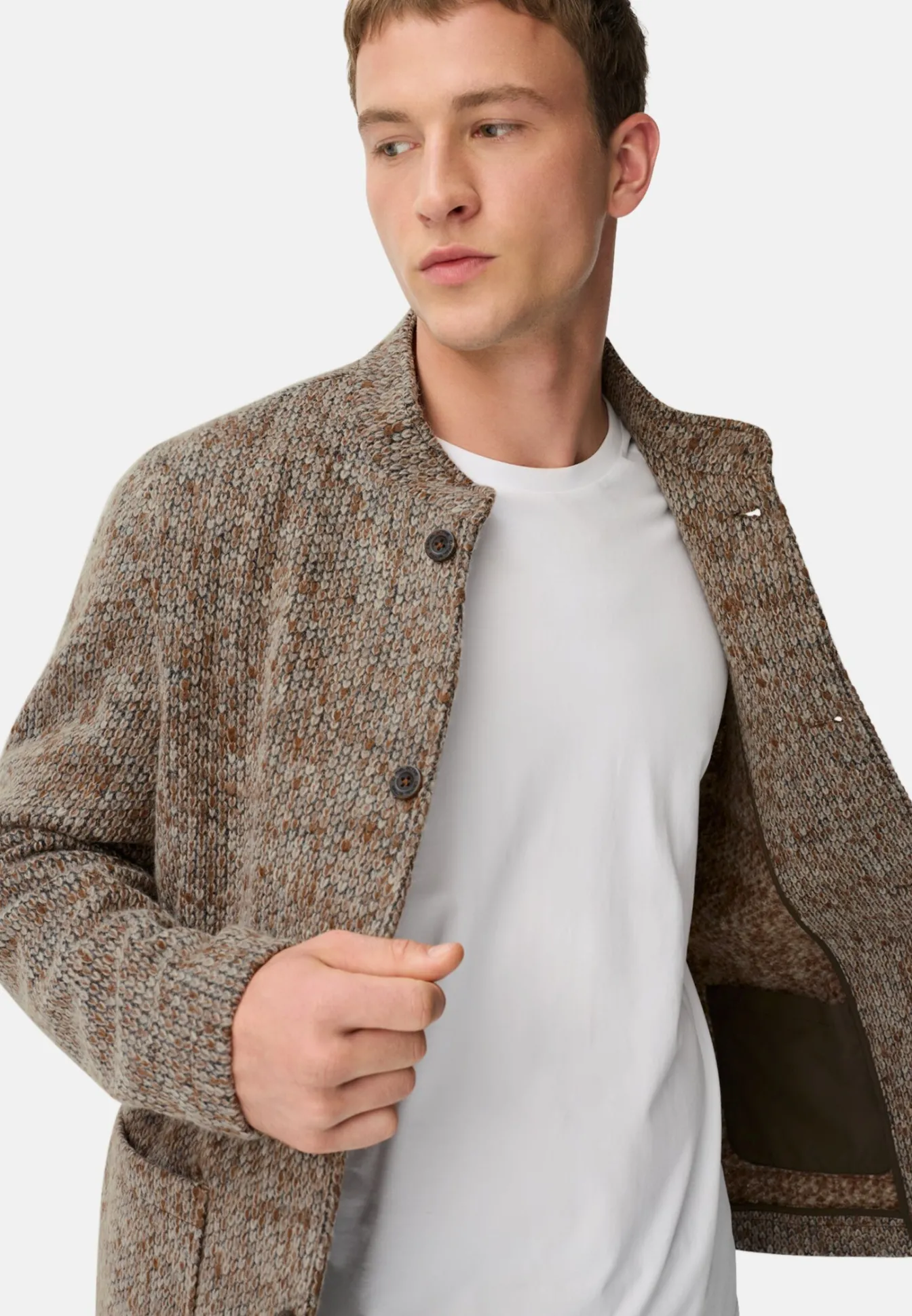 Herren Camel Active Pullover & Cardigan|Jacken & Westen^Melierte Jacke mit Stehkragen