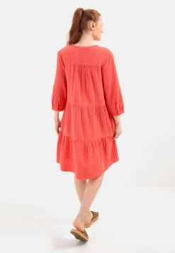 Damen Camel Active Kleider^Musselin Stufenkleid mit Knopfleiste