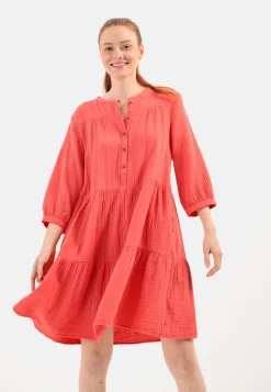 Damen Camel Active Kleider^Musselin Stufenkleid mit Knopfleiste