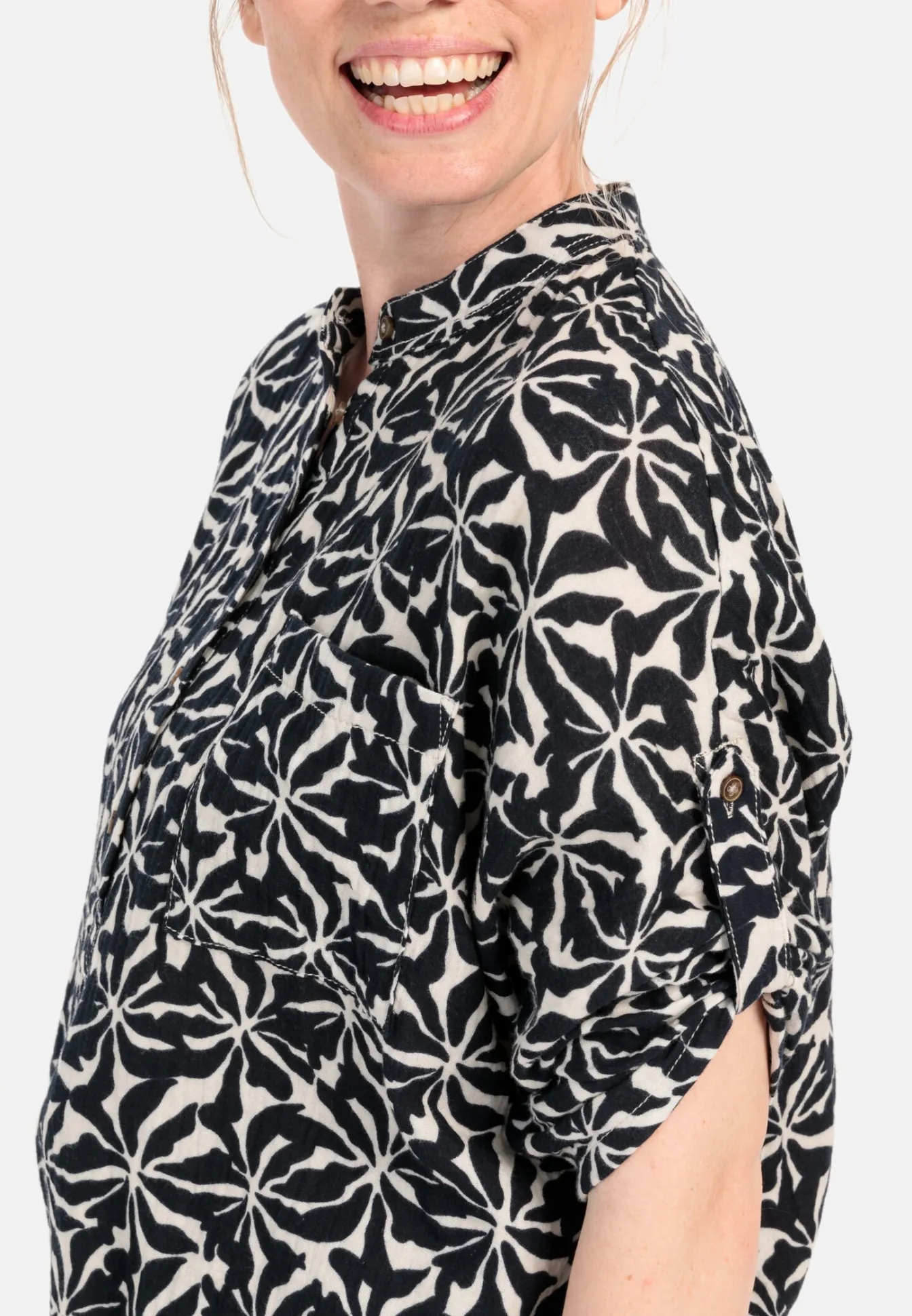 Damen Camel Active Blusen^Musselin-Schlupfbluse im Allover-Print