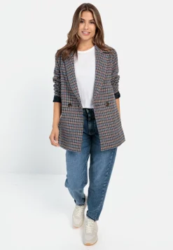 Damen Camel Active Jacken & Westen^Oversized Blazer mit kariertem Muster
