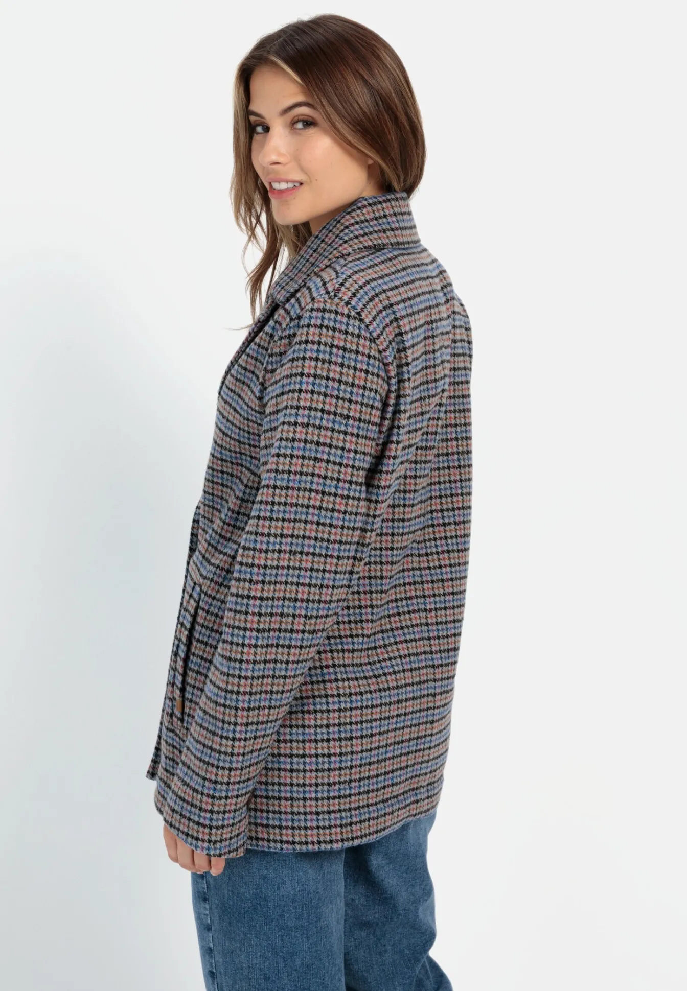 Damen Camel Active Jacken & Westen^Oversized Blazer mit kariertem Muster