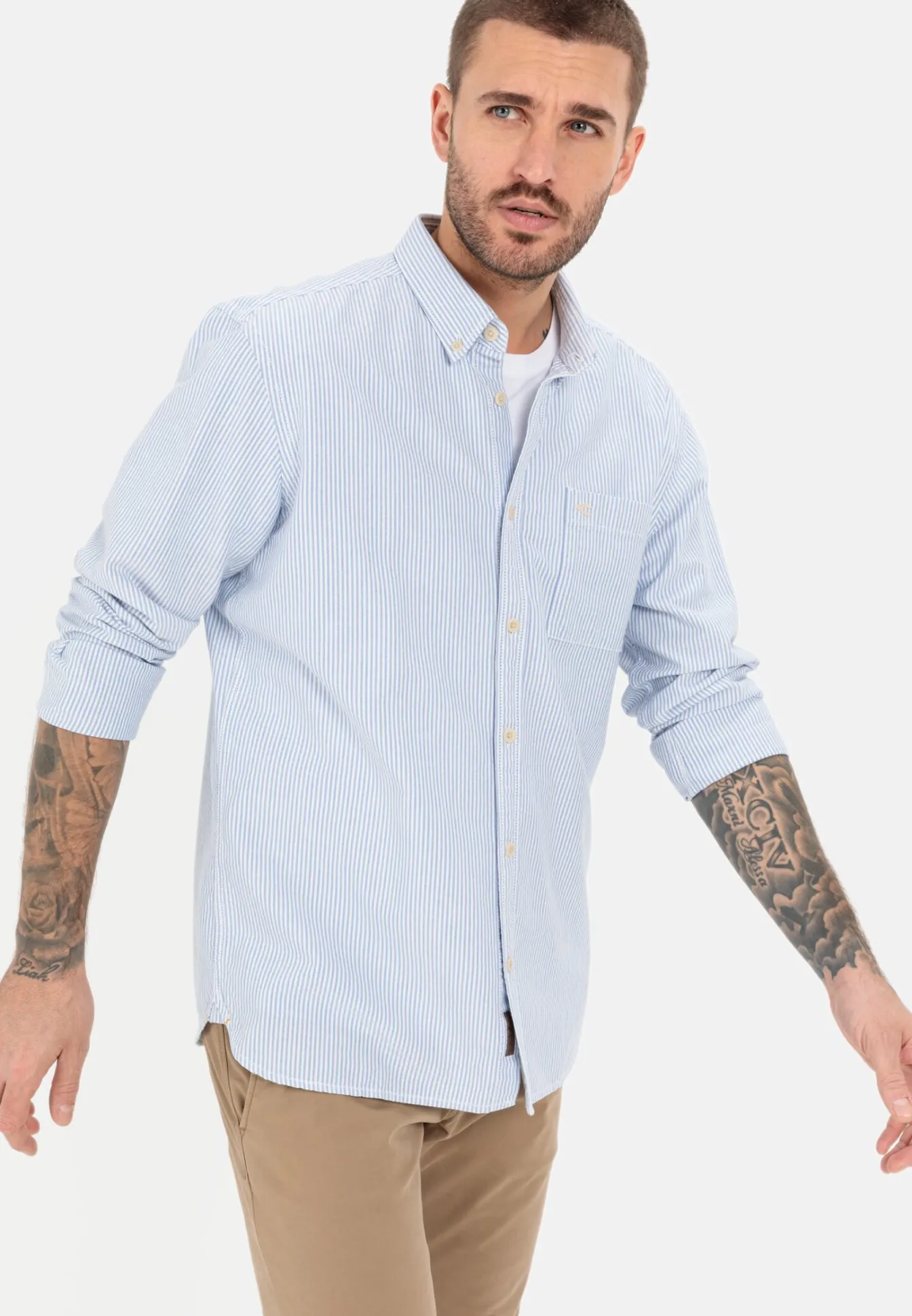 Herren Camel Active Hemden^Oxford Streifenhemd aus nachhaltigem Organic Cotton