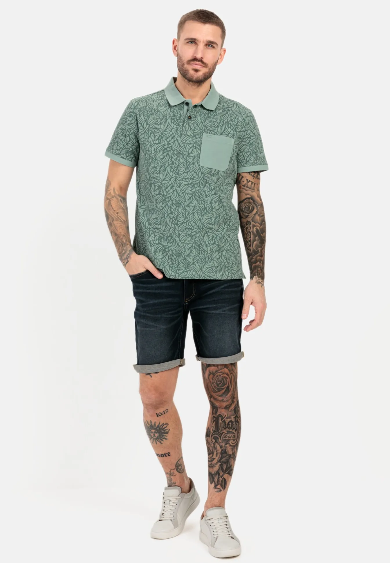 Herren Camel Active T-Shirts & Polos^Piqué Poloshirt mit floralem Allover-Print