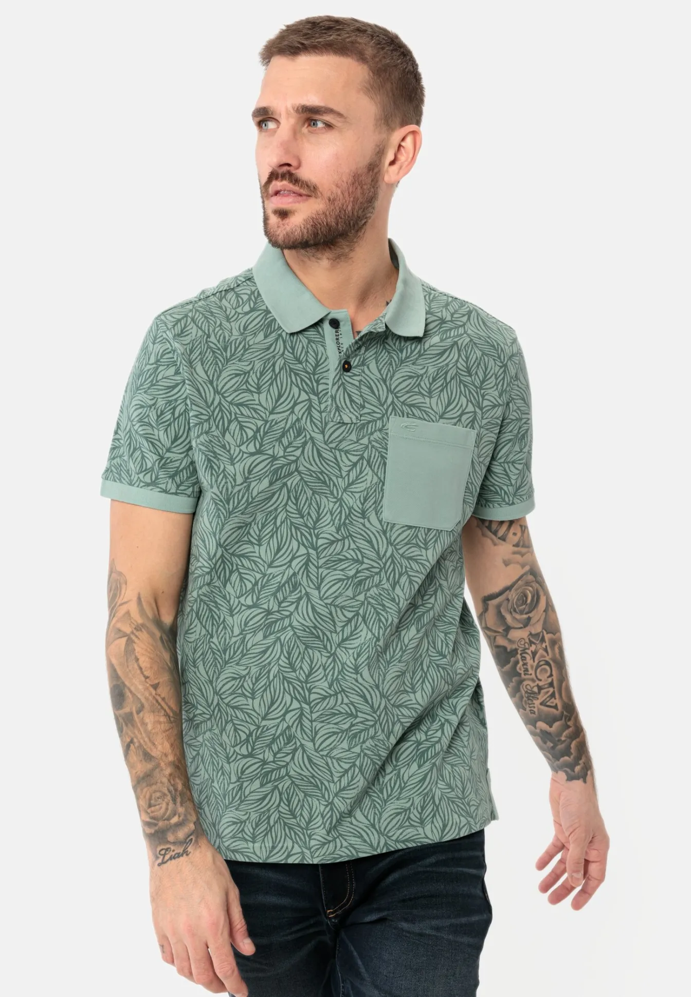 Herren Camel Active T-Shirts & Polos^Piqué Poloshirt mit floralem Allover-Print