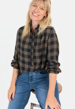 Damen Camel Active Blusen^Regular Fit Karobluse aus Viskose