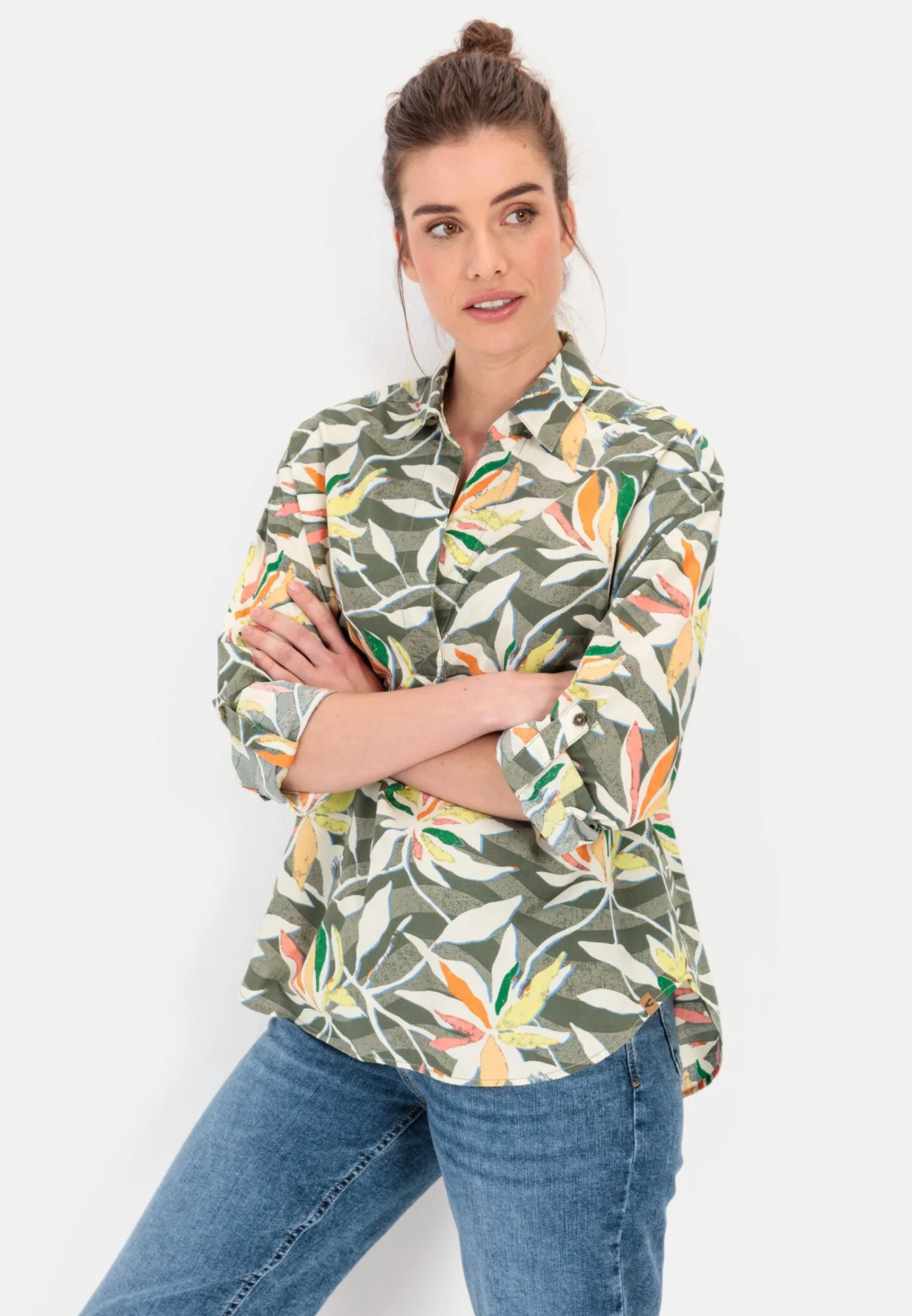Damen Camel Active Blusen^Schlupfbluse mit Allover-Print