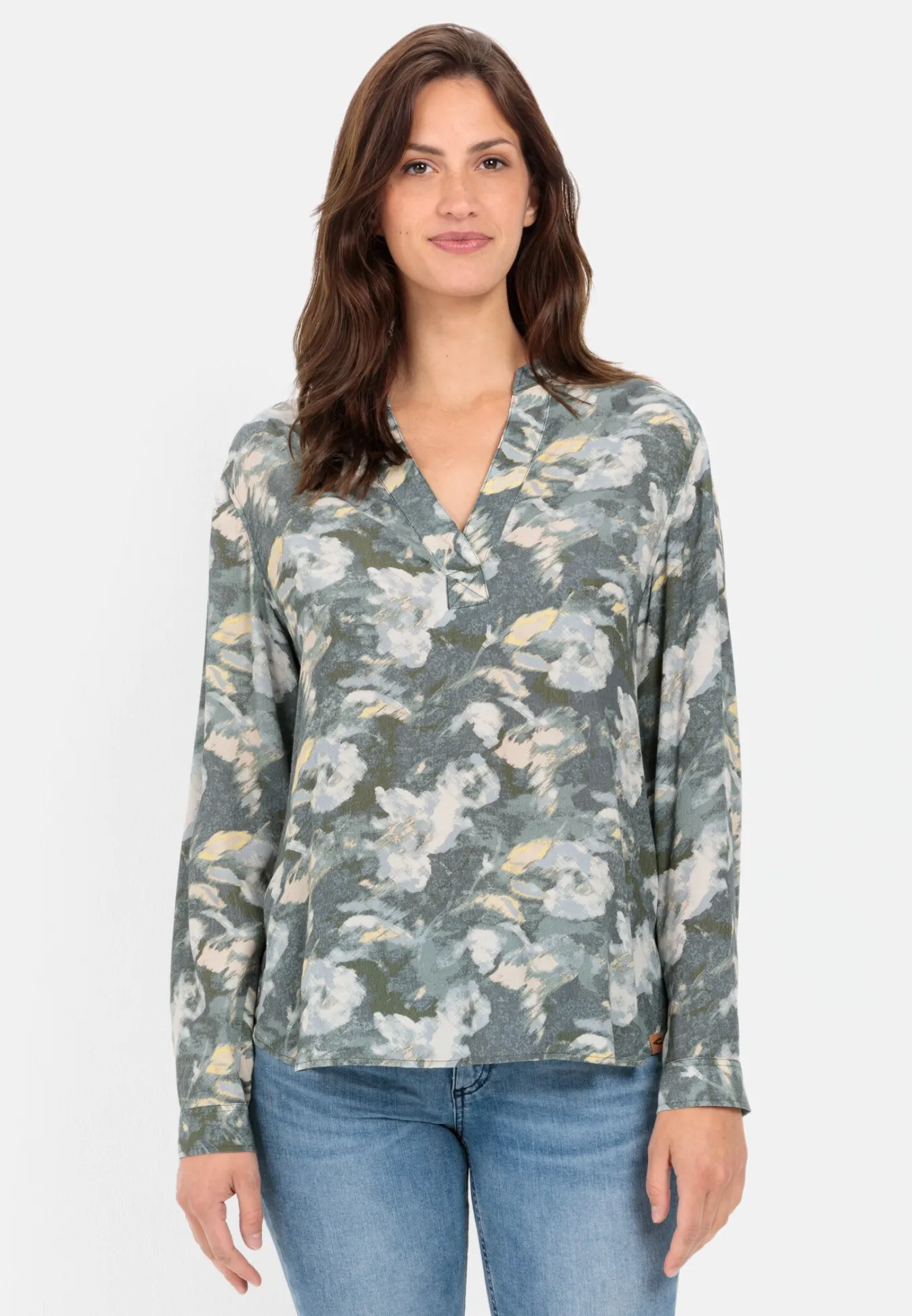 Damen Camel Active Blusen^Schlupfbluse mit Stehkragen