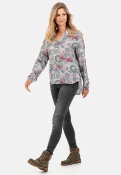 Damen Camel Active Blusen^Schlupfbluse mit Stehkragen