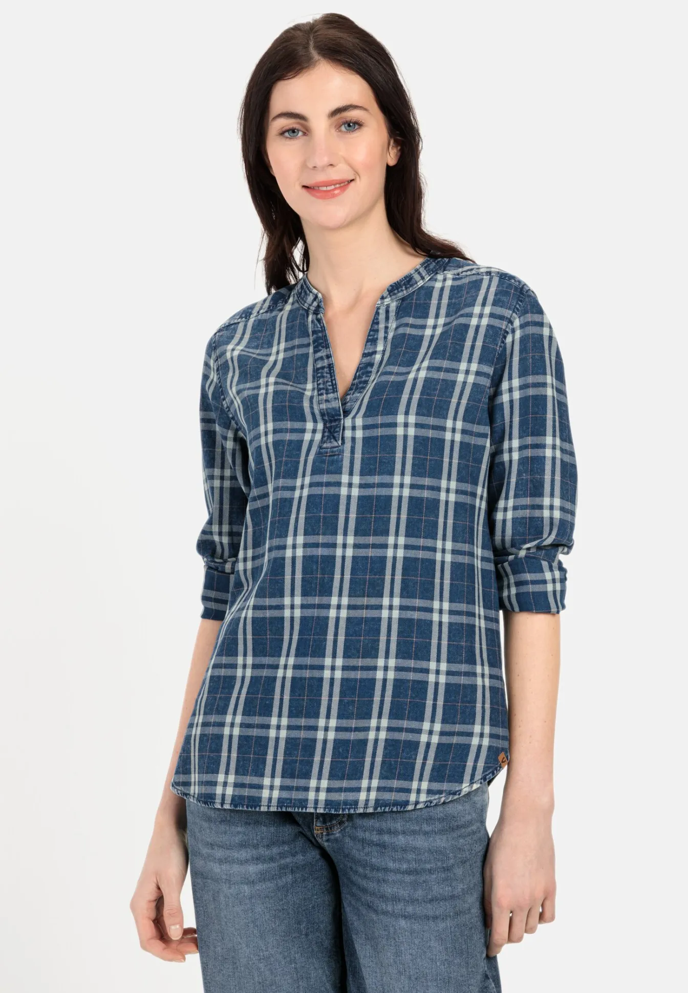 Damen Camel Active Blusen^Schlupfbluse mit Stehkragen