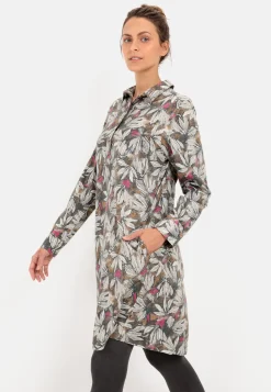 Damen Camel Active Kleider^Schlupfkleid mit floralem Allover-Print