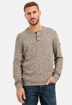 Herren Camel Active T-Shirts & Polos|Pullover & Cardigan^Strick Henleyshirt aus reiner Baumwolle