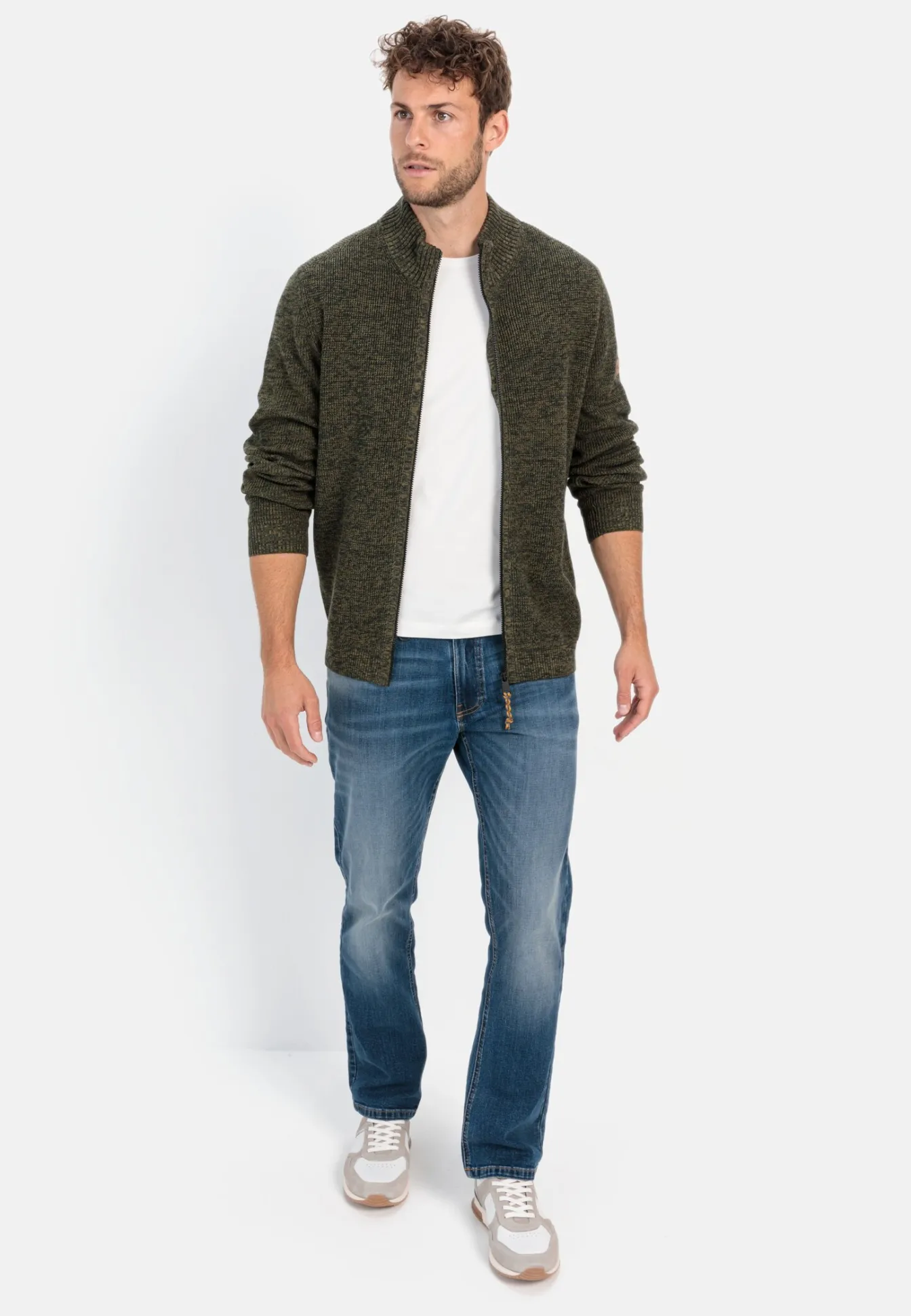 Herren Camel Active Pullover & Cardigan^Strickjacke mit Reißverschluss
