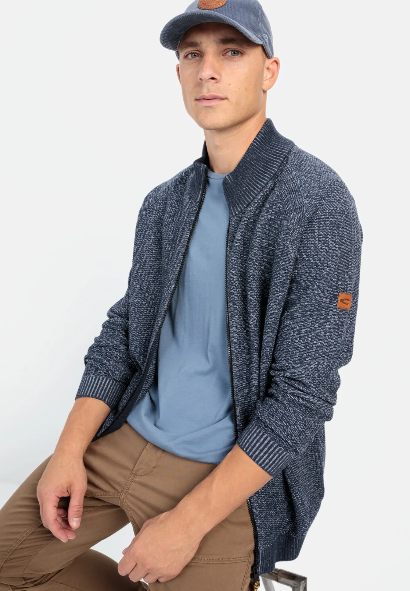 Herren Camel Active Pullover & Cardigan^Strickjacke mit Reißverschluss