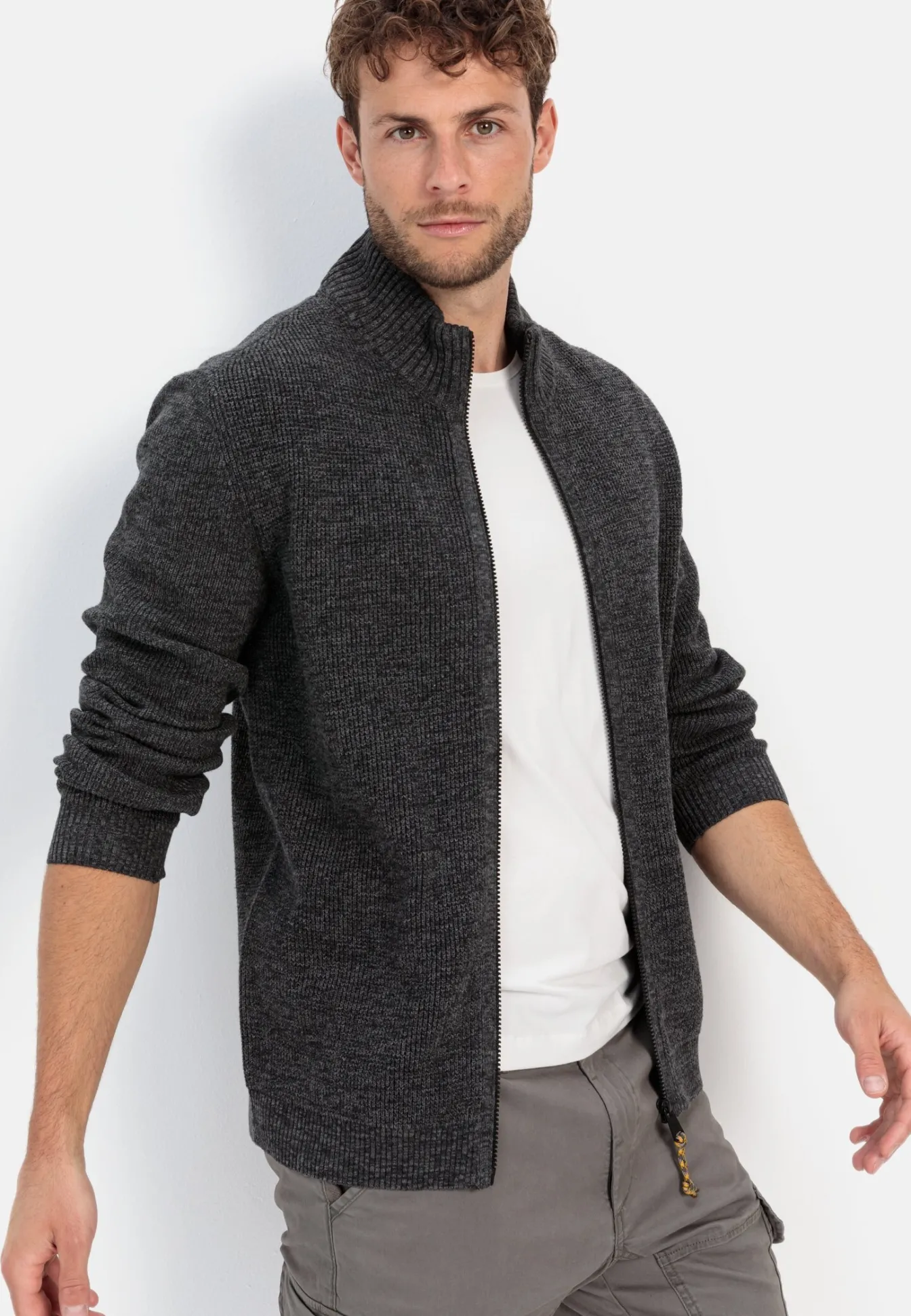 Herren Camel Active Pullover & Cardigan^Strickjacke mit Reißverschluss