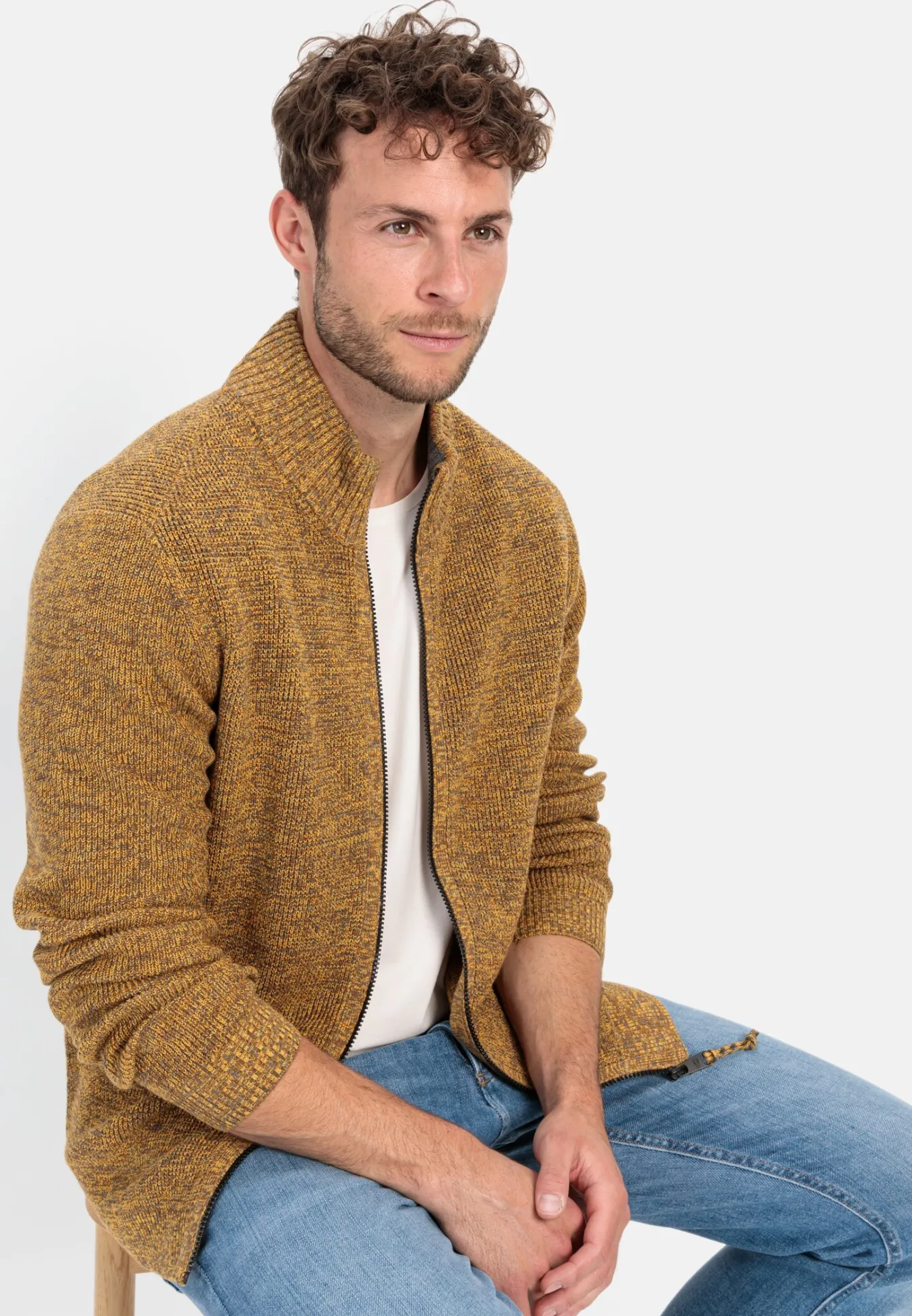 Herren Camel Active Pullover & Cardigan^Strickjacke mit Reißverschluss