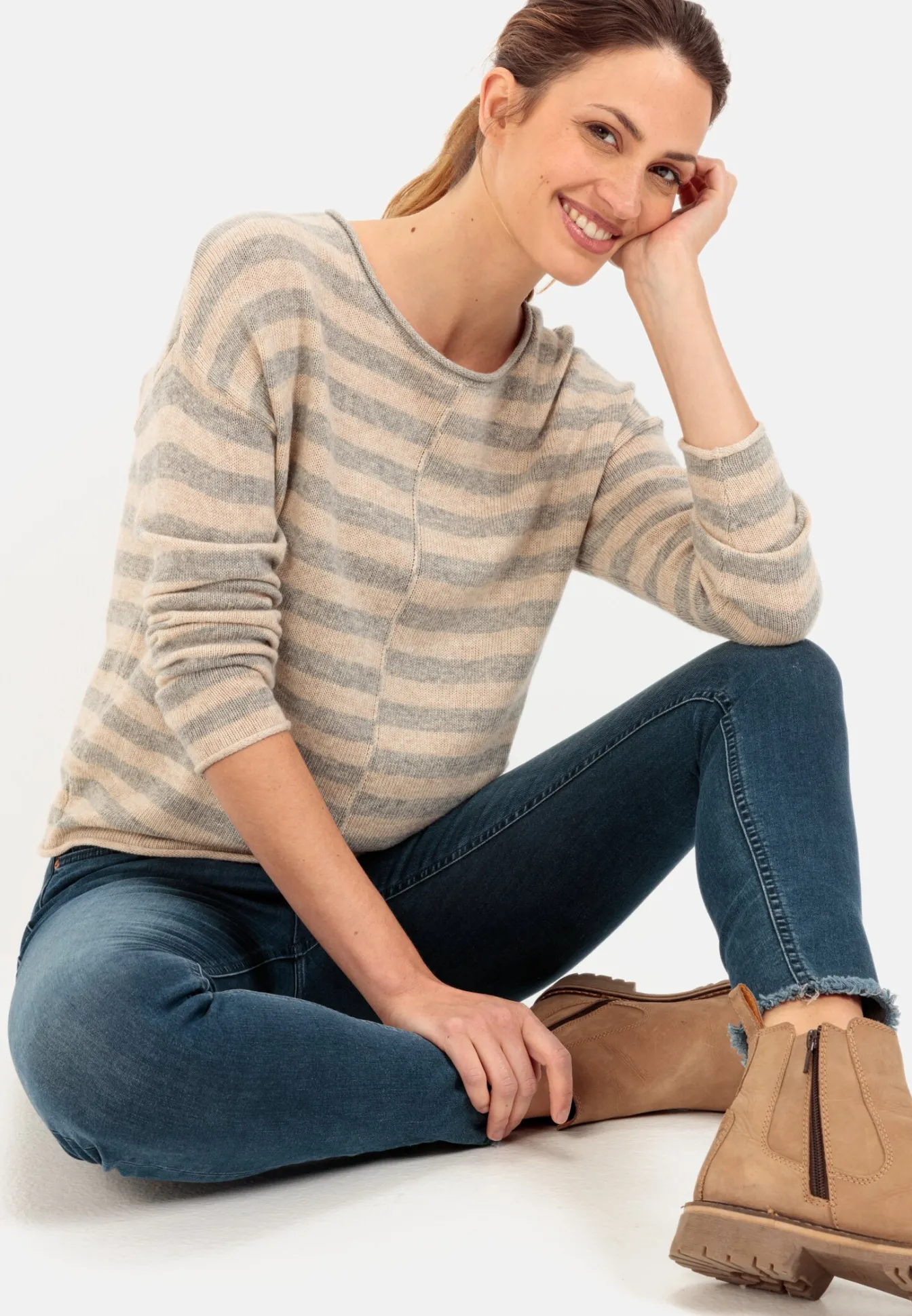 Damen Camel Active Pullover & Cardigans^Strickpullover mit Streifenmuster