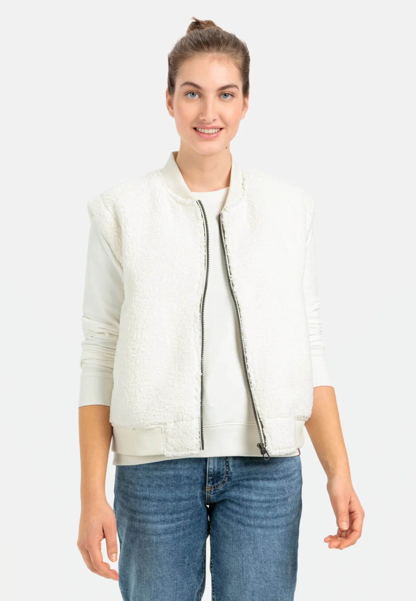 Damen Camel Active Jacken & Westen^Teddy Weste mit Strickbündchen