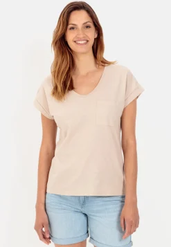 Damen Camel Active T-Shirts & Polos^T-Shirt aus Baumwoll-Leinen-Mix