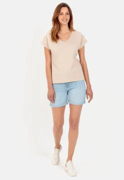Damen Camel Active T-Shirts & Polos^T-Shirt aus Baumwoll-Leinen-Mix