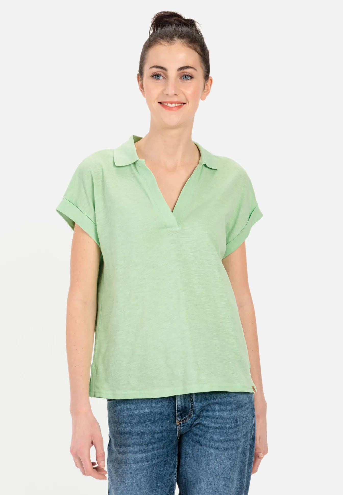 Damen Camel Active T-Shirts & Polos^T-Shirt mit Polokragen aus Organic Cotton