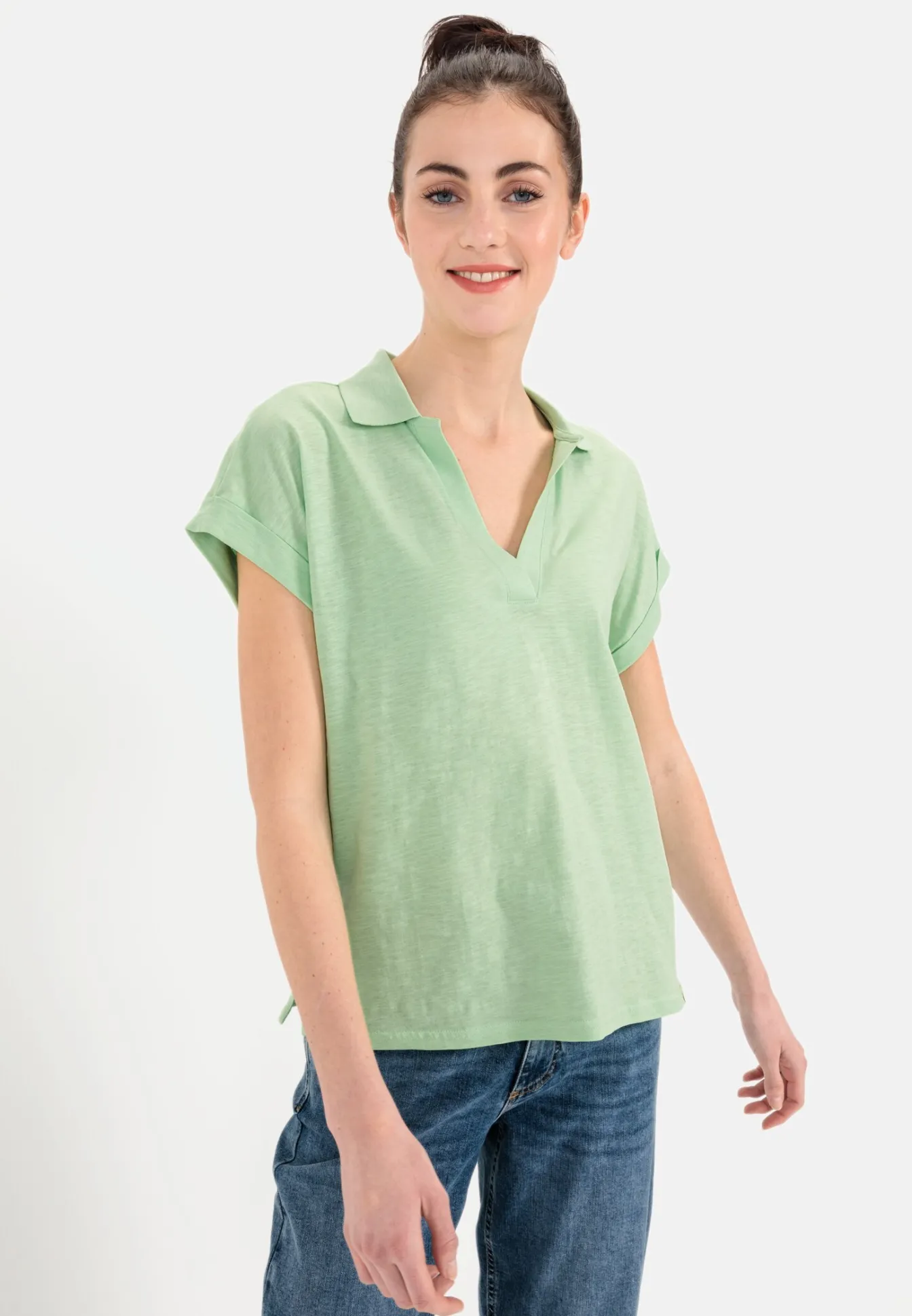 Damen Camel Active T-Shirts & Polos^T-Shirt mit Polokragen aus Organic Cotton