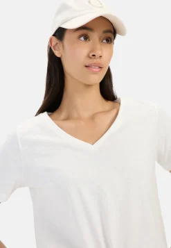 Damen Camel Active T-Shirts & Polos^T-Shirt mit V-Ausschnitt aus reiner Baumwolle