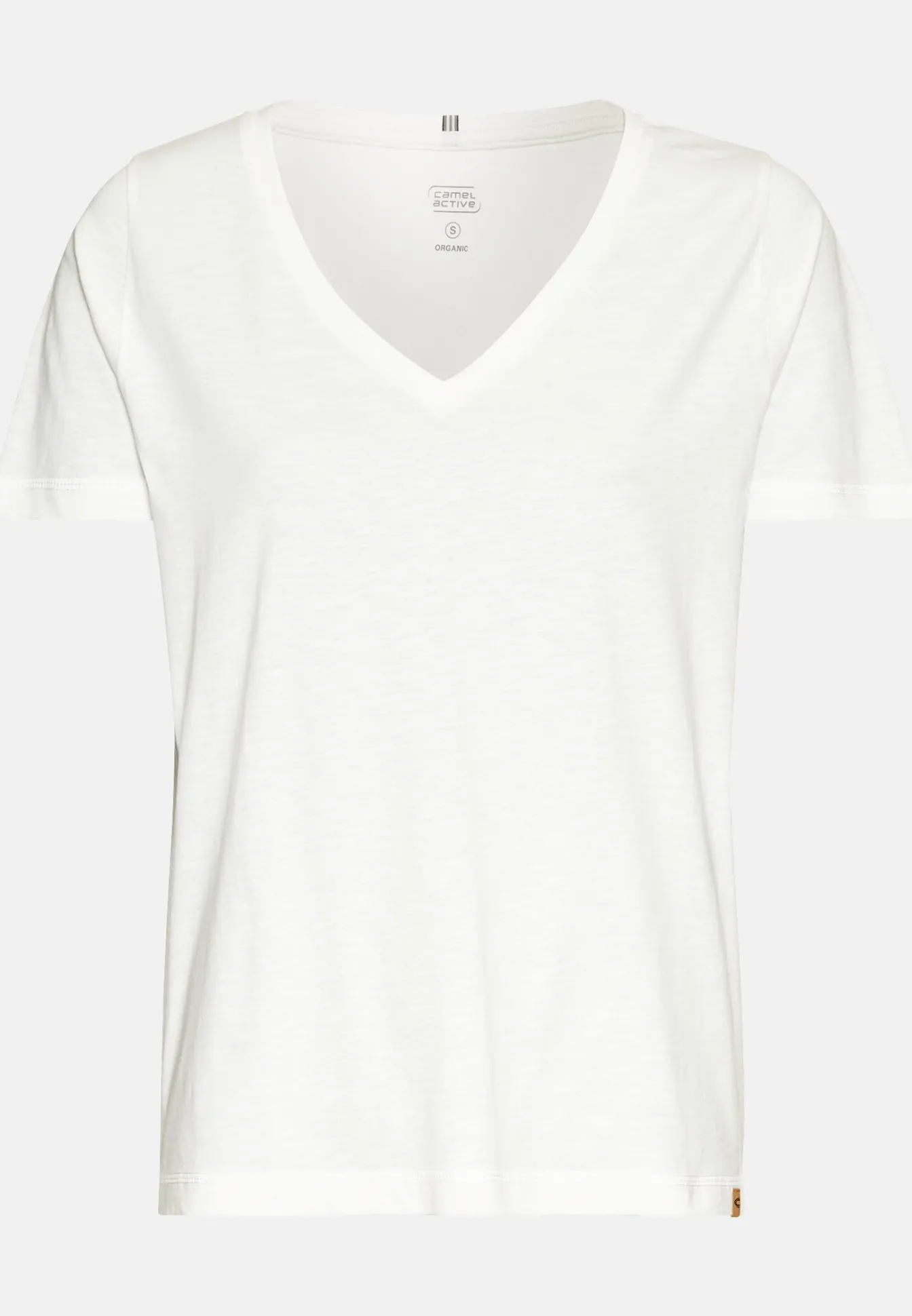 Damen Camel Active T-Shirts & Polos^T-Shirt mit V-Ausschnitt aus reiner Baumwolle