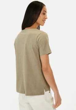 Damen Camel Active T-Shirts & Polos^T-Shirt mit V-Ausschnitt aus reiner Baumwolle
